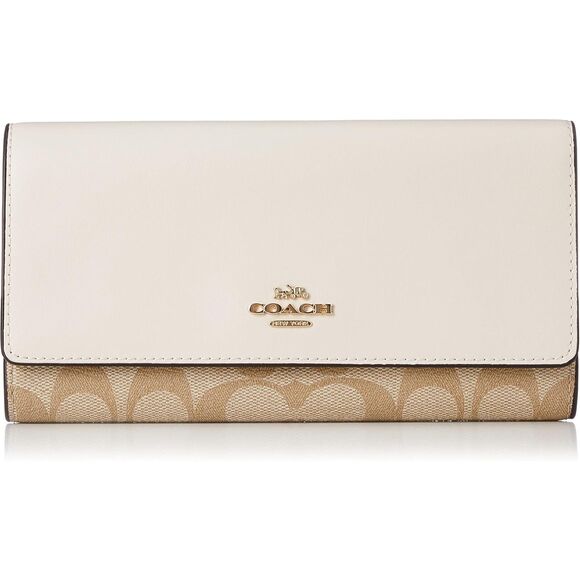 Coach Handbags - Coach Slim Trifold Wallet In Signature Canvas EUC